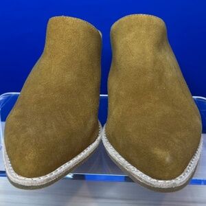 JEFFREY CAMPBELL - "FAVELA" MULES" in Cognac Suede - Size 9